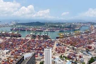 Busy port from the air