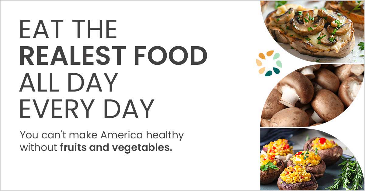 Text promoting healthy eating with images of mushroom dishes.