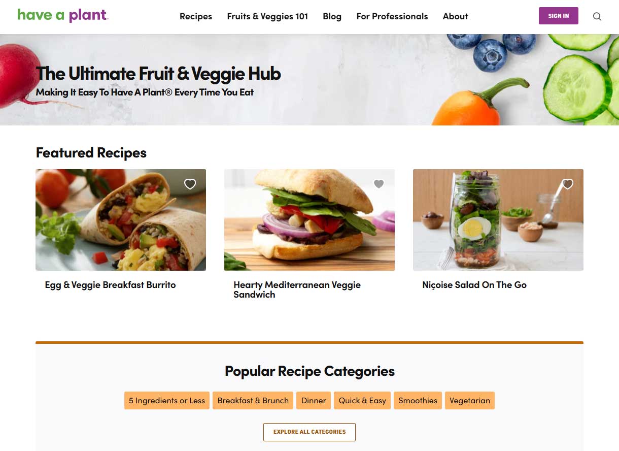 Home page of fruitsandveggies.org