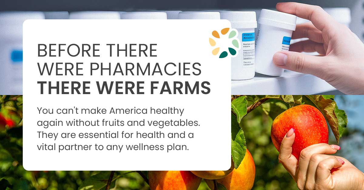 A hand reaching for a pill bottle on a shelf above a hand picking a red apple from a tree. A hand reaching for a pill bottle on a shelf above a hand picking a red apple from a tree.