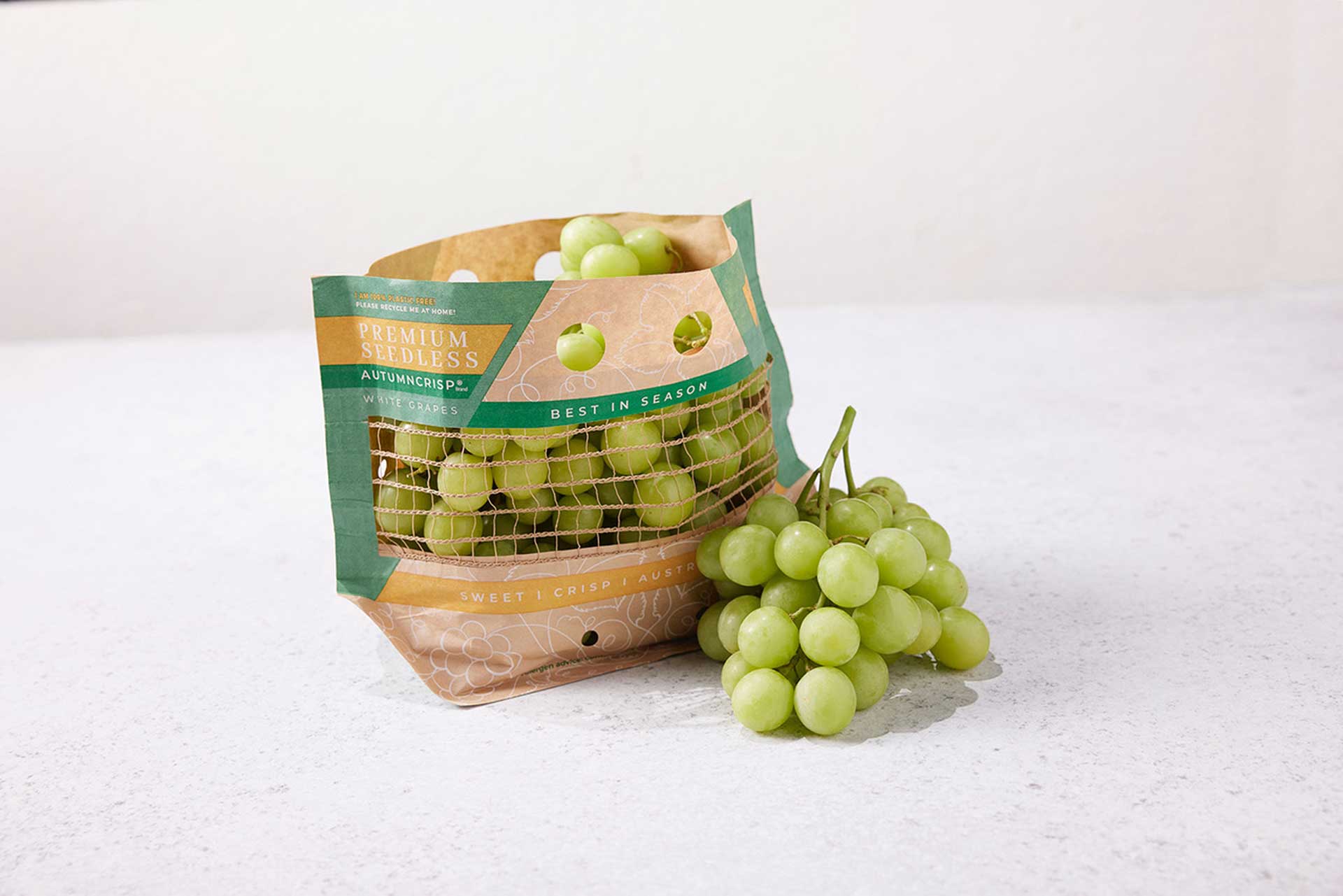 An example of sustainable packaging created by N.A.V.I Co Global for premium table grape producer Costa Group.