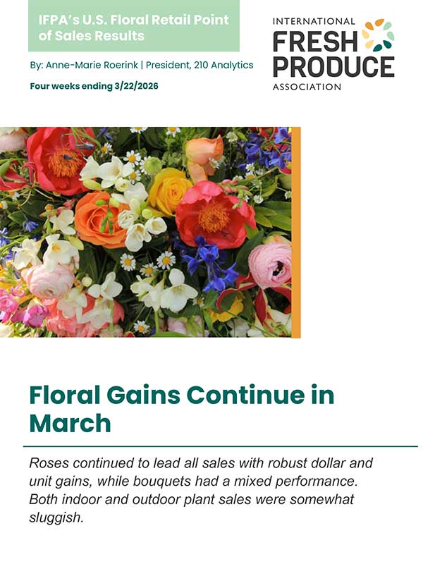 IFPA floral retail sales report cover with a colorful flower image and sales summary.