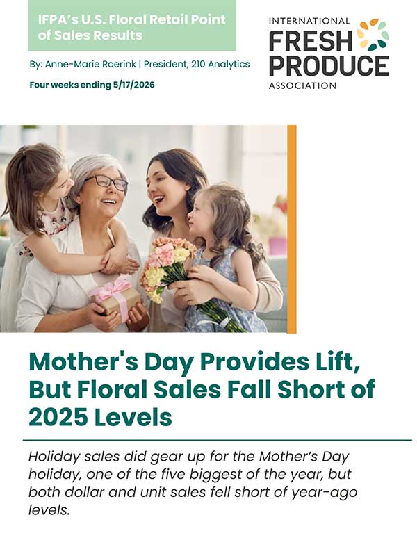 A grandmother, mother, and daughter share a joyful moment together, with the mother holding a bouquet of flowers. The image captures a warm, familial celebration.