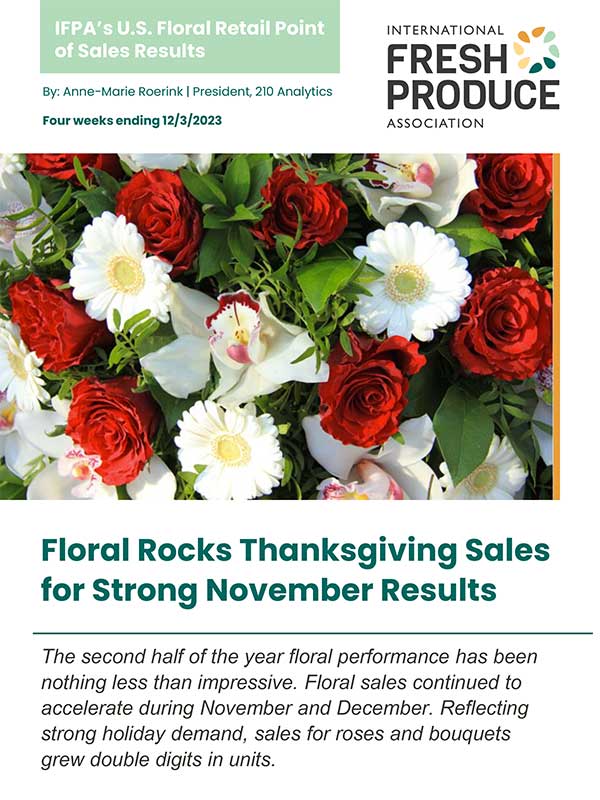 Cover of IFPA's U.S. Floral Retail POS results report: Floral Rocks Thanksgiving Sales for Strong November '23 Results