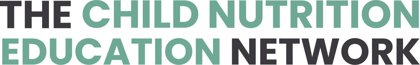 Logo of "The Child Nutrition Education Network" with black and teal text.