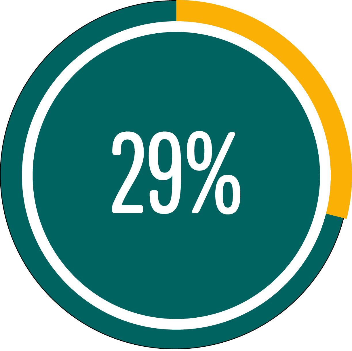 Circle graph showing 29 percent full Circle graph showing 29 percent full