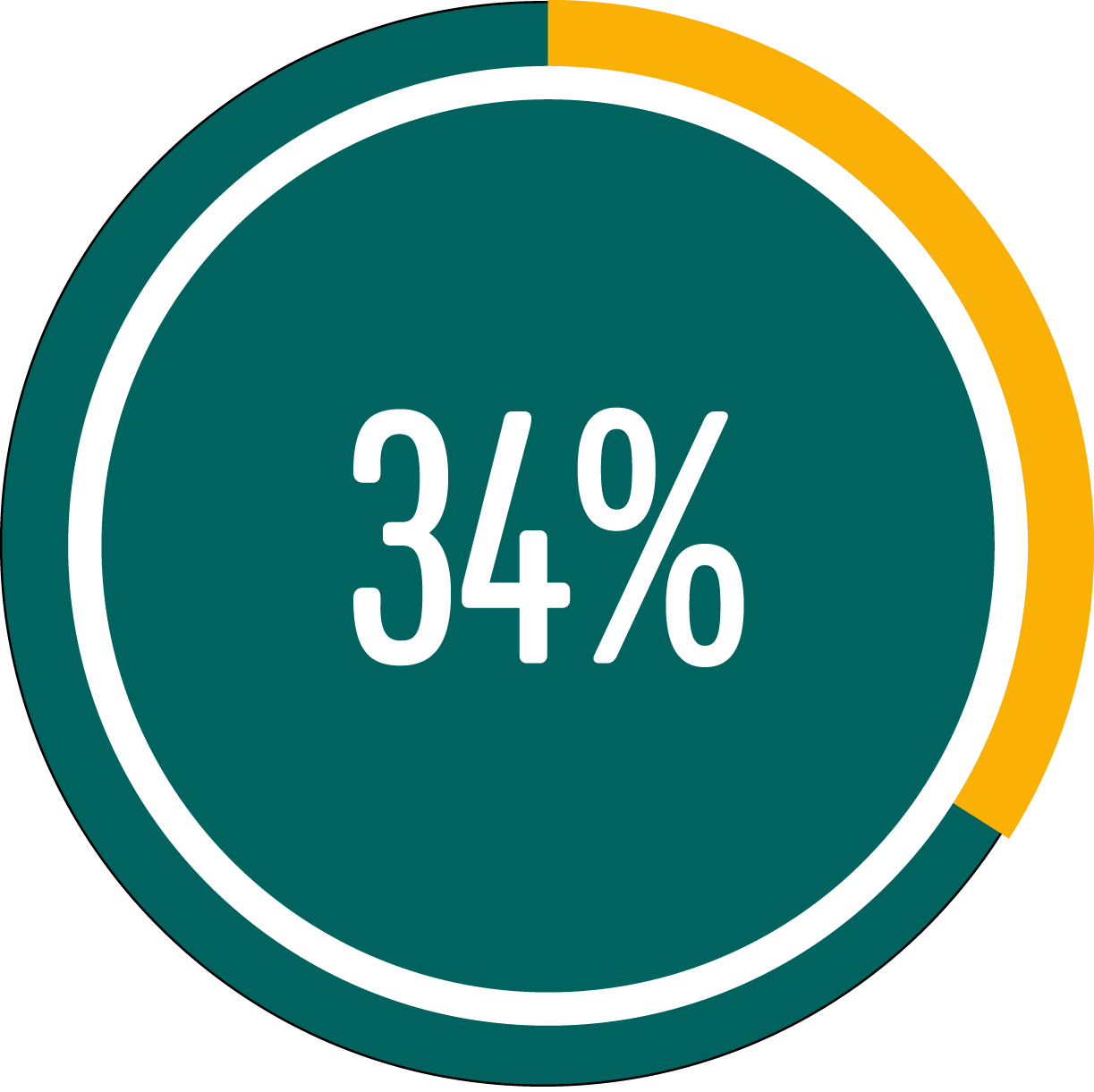 Circle graph showing 34 percent full Circle graph showing 34 percent full