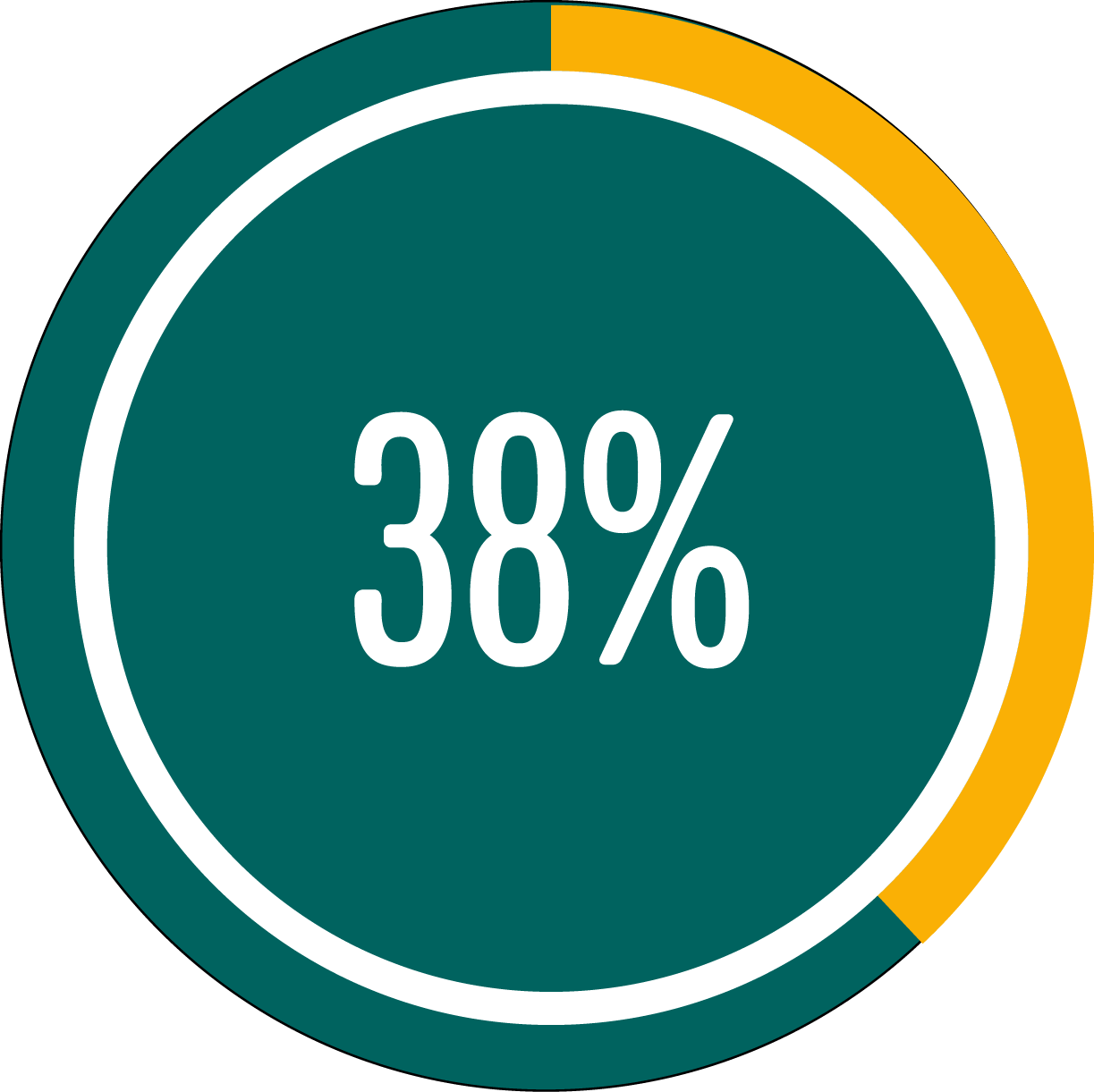 Circle graph showing 38 percent full Circle graph showing 38 percent full