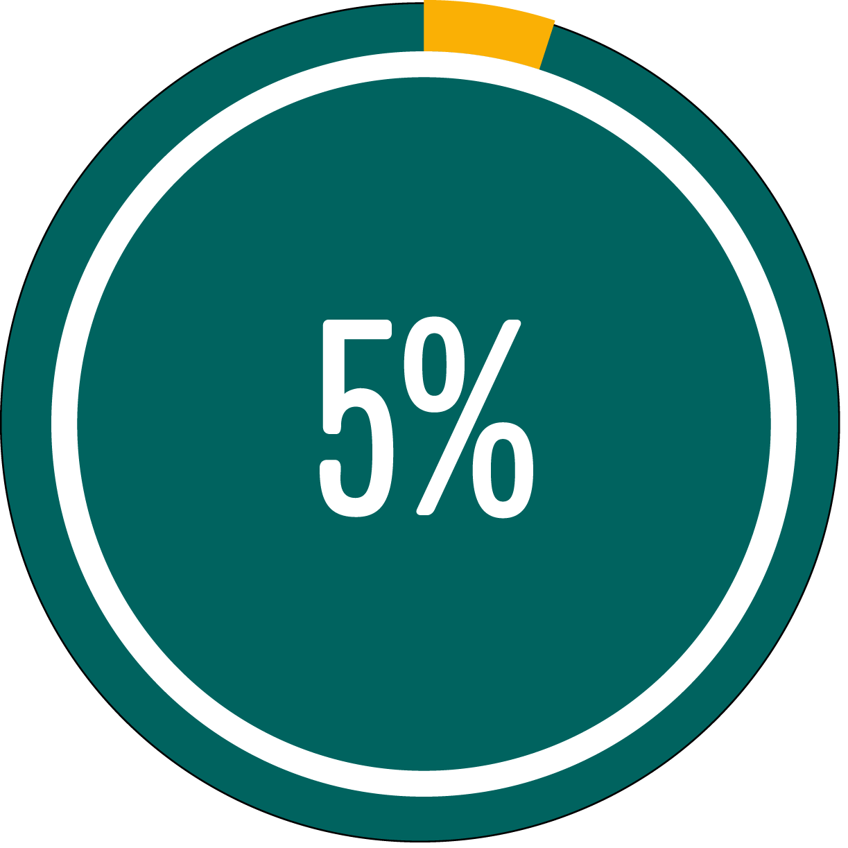Circle graph showing 5 percent full Circle graph showing 5 percent full