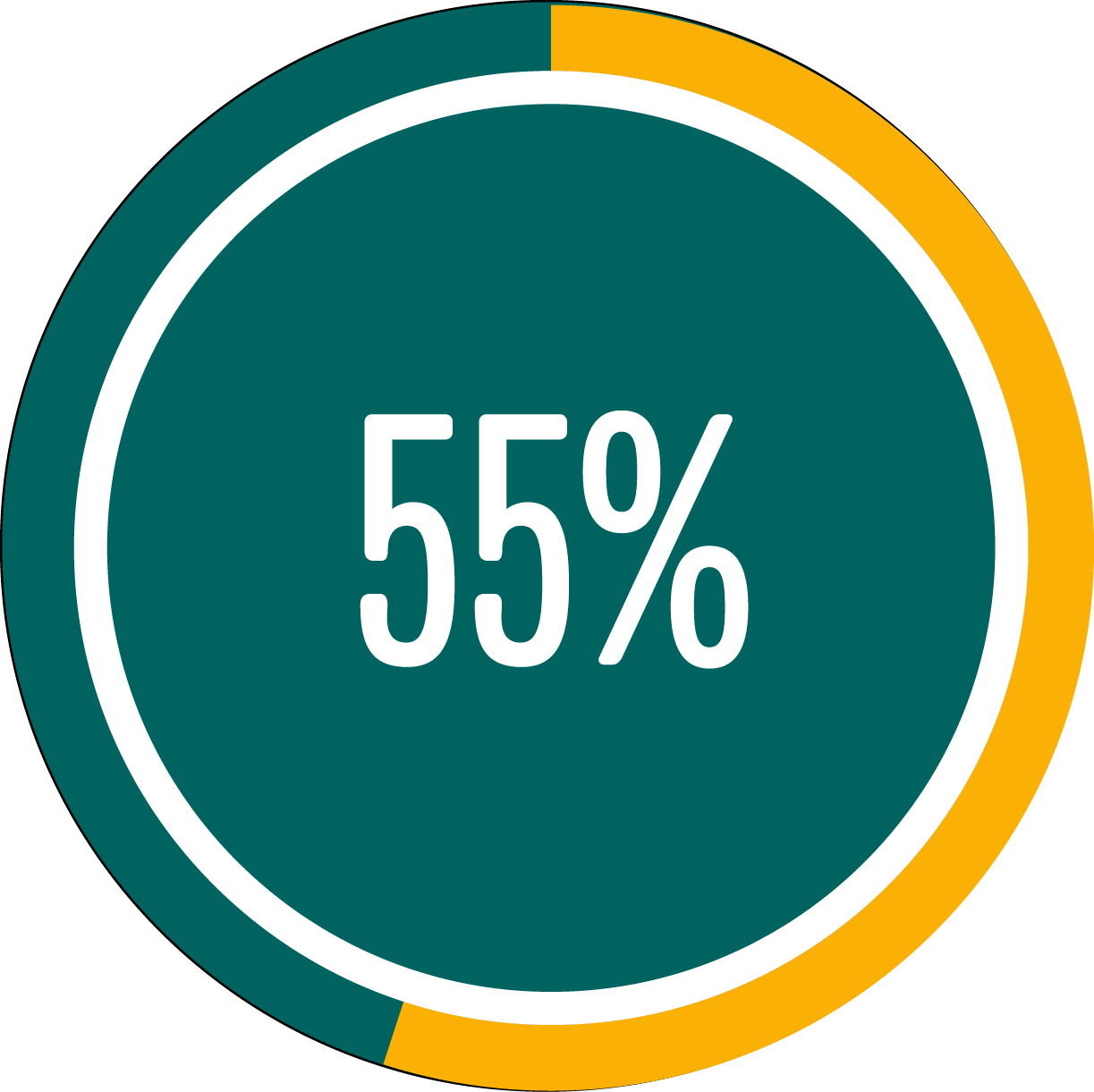 Circle graph showing 55 percent full