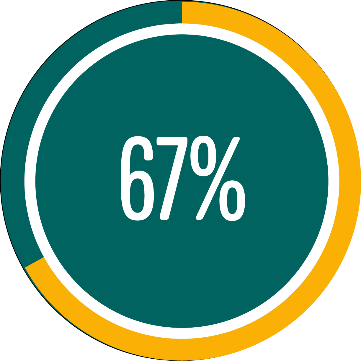 Circle graph showing 67 percent full