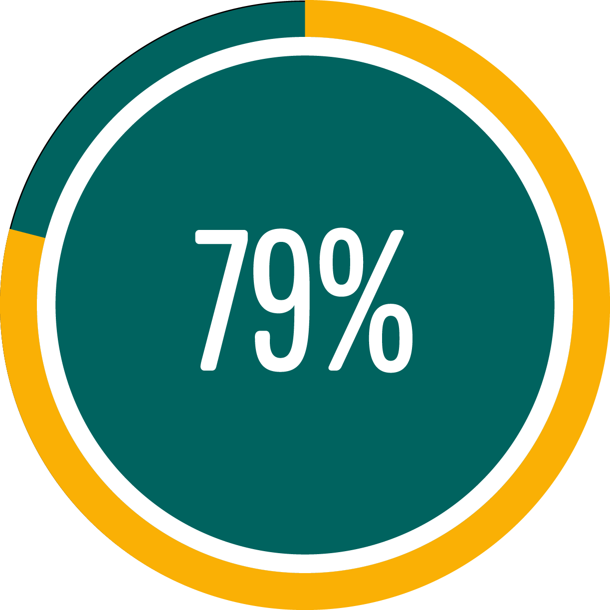 Circle graph showing 79 percent full