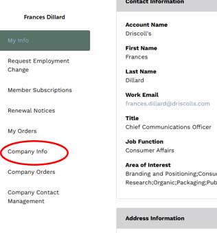 Company Information section banner