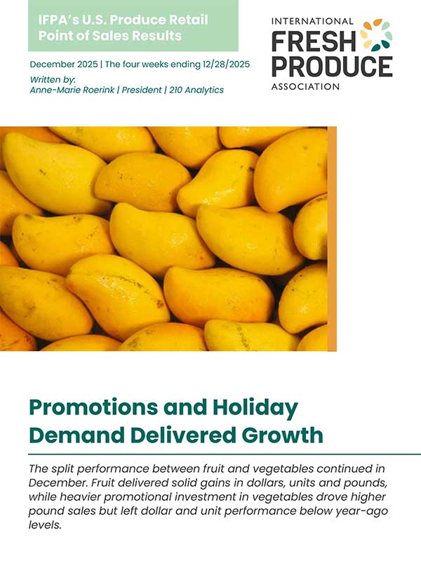 Cover page showing a report about U.S. Produce Retail Sales with mangoes and the International Fresh Produce Association logo.