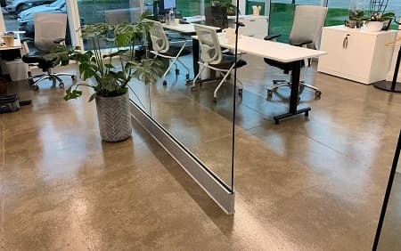 Polished concrete floors in office of Koen Pack Canada