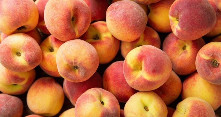 Macro shot of many peaches